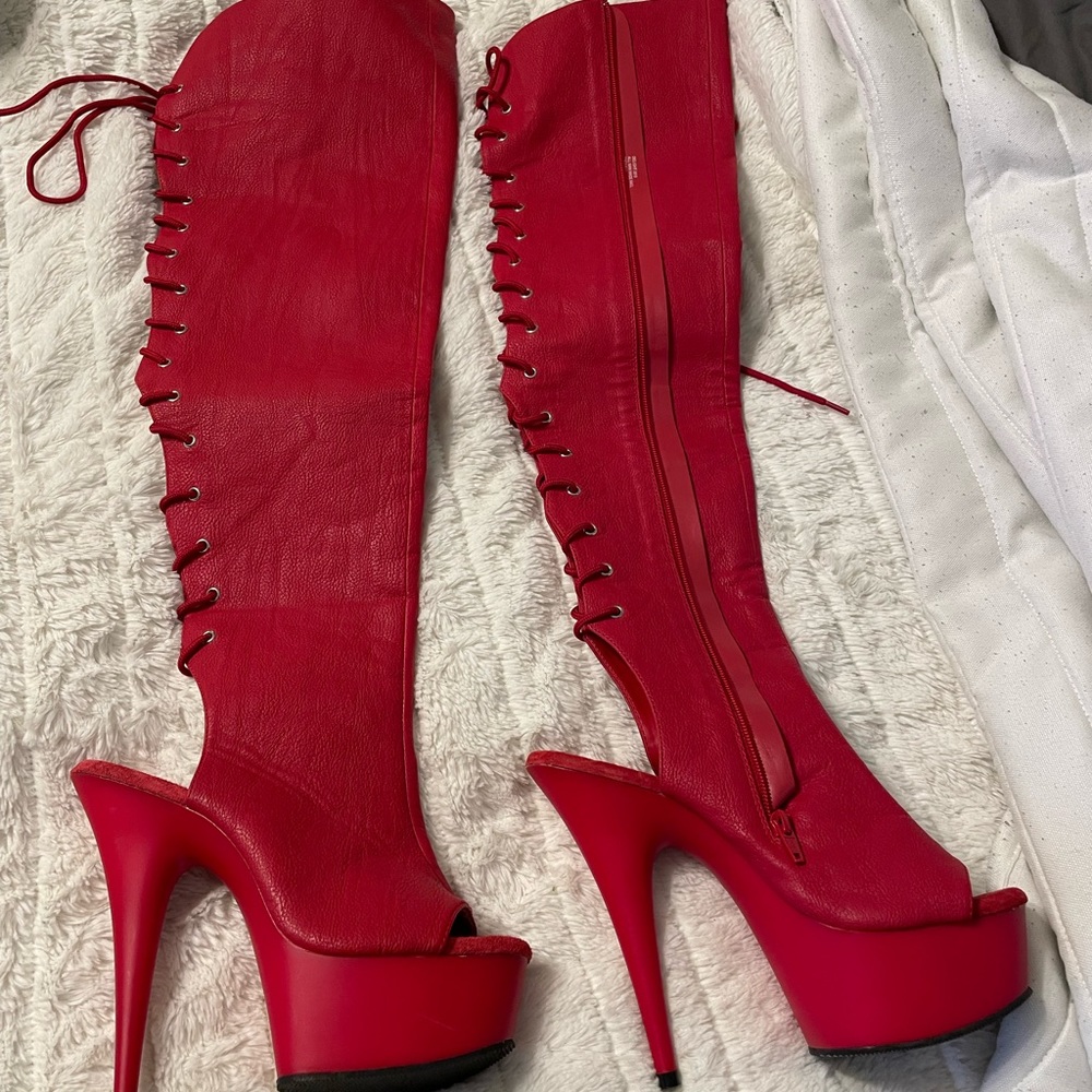 BRAND NEW. Women’s thigh high red stiletto boots